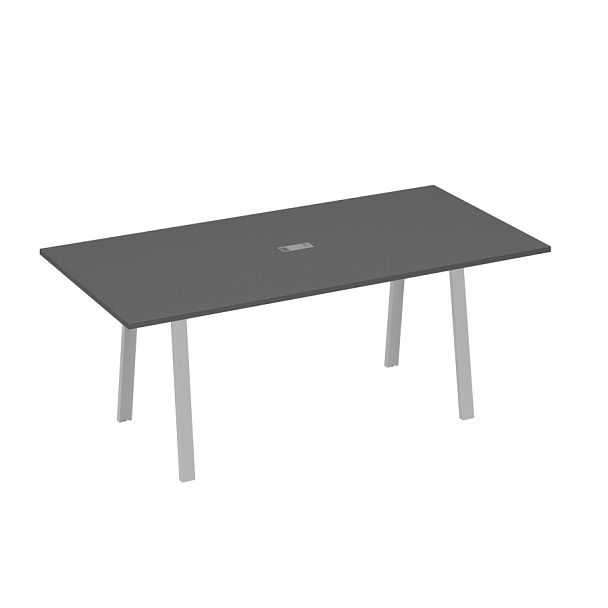 Стол 200 переговорный на металлокаркасе TRE A4 А4 Б3 123 БП антрацит премиум / металлокаркас серый - Вид 1