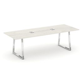 Style Project Direct Lux Стол переговорный M-SN-6T1.SPRG-258 Дуб Наварра/Нержавеющая Сталь/Хром 2580*980*25 - Фото предпросмотра