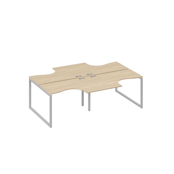 Рабочая станция (4х120) опоры QUATTRO столы Классика A4 А4 Б4 180-2 БП дуб скандинавский / металлокаркас серый - Вид 1