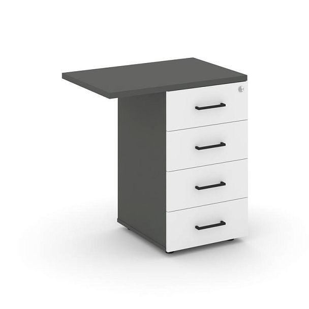 Стайл Проджект Тумба приставная SN.TPP-002 Антрацит/Антрацит/Белый/Черный Ручки 416/700*460*750 - Вид 2