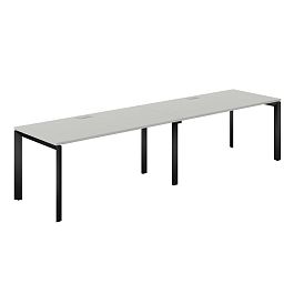 Рабочая станция s-b-s 3200х800х750 / профиль: 59х59 черный; столешница: серый бархат Призма / Prizma - Фото предпросмотра