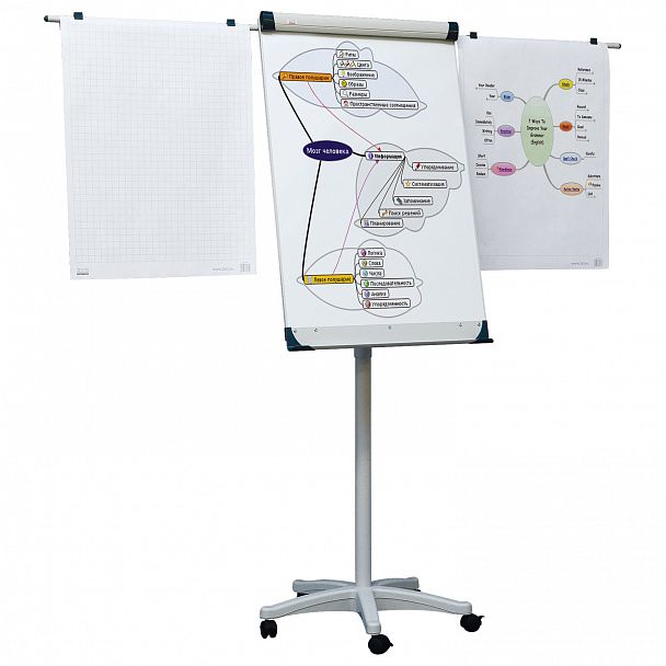 Доска-флипчарт магнитно-маркерная 70х100 см, передвижная, держатели для бумаги, 2х3 (Польша), TF02/2011 - Вид 3