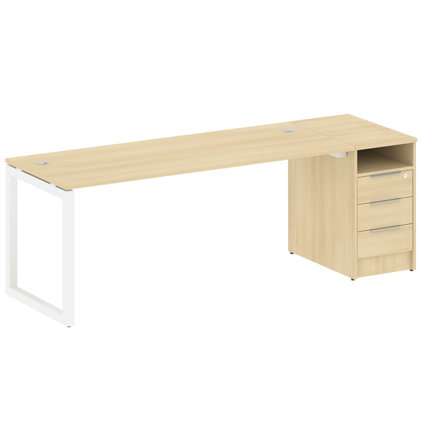 Metal System Quattro Р. ст. с тумбой на О-образном м/к 50БО.РС-СТП-1.5 Акация/Белый металл 2212*720*750 - Вид 1