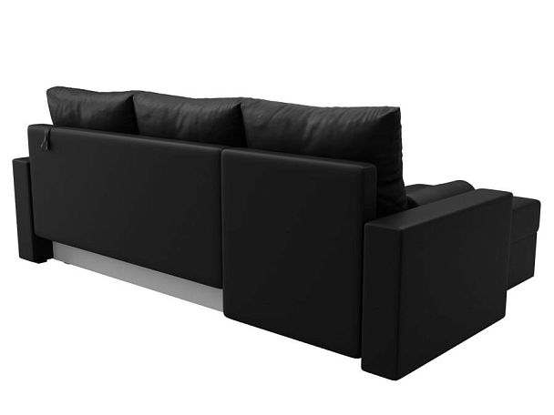 Диван угловой Верона Лайт угол левый (полностью экокожа черная) - Вид 6