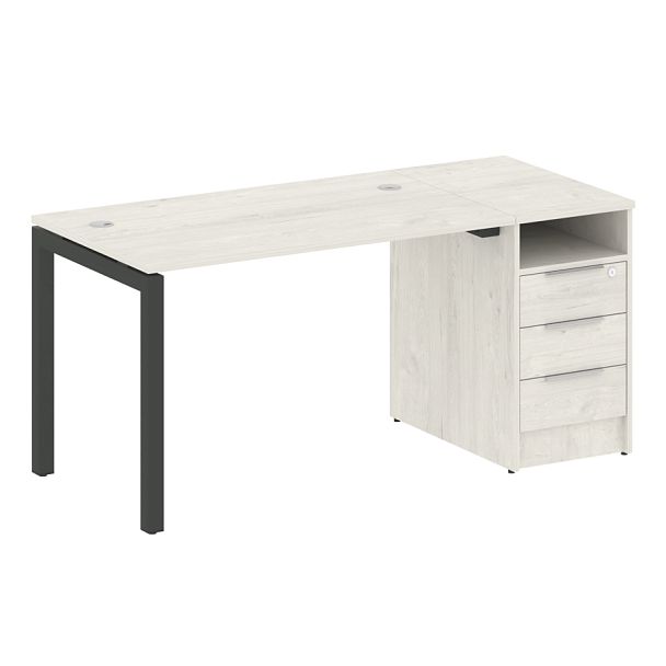 Metal System Quattro Р. ст. с тумбой на П-образном м/к 50БП.РС-СТП-1.2 Дуб наварра/Антрацит металл 1612*720*750 - Вид 1