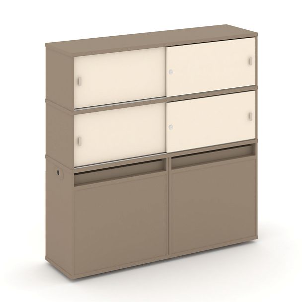 Estetica Набор №11. Тумба двойная+высокая надставка ES.NB.2V-11 Латте/Сатин 1500*410*1520 - Вид 1