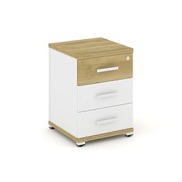 Concept Тумба опорная/приставная 3 ящ. CN.TUO-001 W Дуб Винченцо/Белый Бриллиант/Металл Белый 420*420*583 - Фото предпросмотра