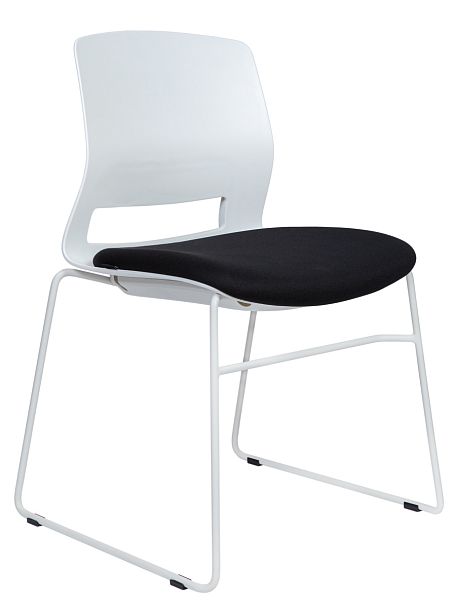 Стул / One / белый пластик / черная ткань, стопируемый - Вид 1