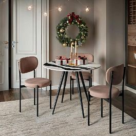 Стол круглый Nick 90, керамика глянцевая Panda White - Фото предпросмотра