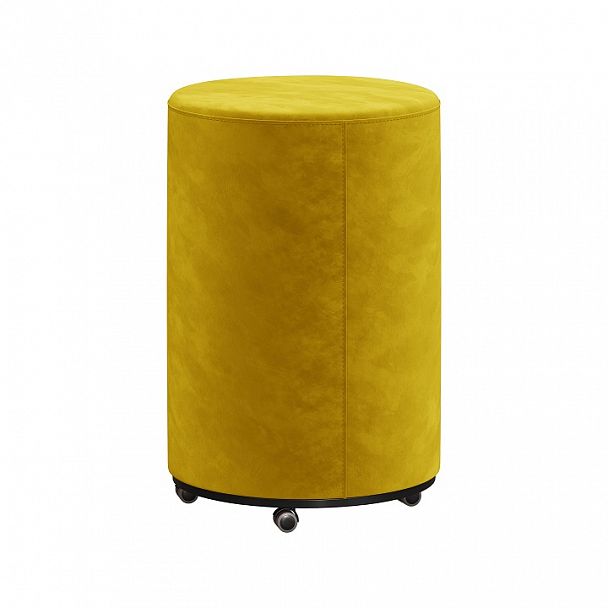 Пуф БОНО на колесной опоре арт.БН-5070-К  500*500*735 велюр цвет желтый кат.3 "Мягкая мебель для кабинета" ТК-002920003276 желтый - Вид 1