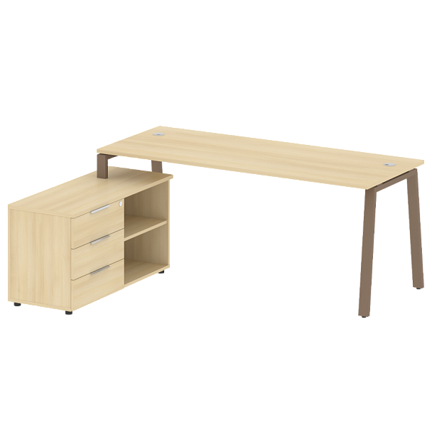 Metal System Р. ст. с тумбой на А-образном м/к БА.РС-СТС-2.5 (L) Акация/Мокко металл 1900*1520*750 - Вид 1