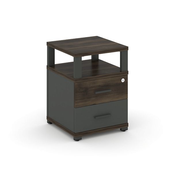 Concept Тумба приставная 2 ящ. с надставкой CN.TUP-002 W Дуб Мали/Антрацит/Металл Антрацит 420*420*583 - Вид 1