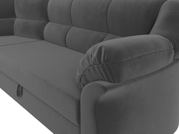 Диван угловой Карнелла левый (полностью велюр серый) - Вид 4