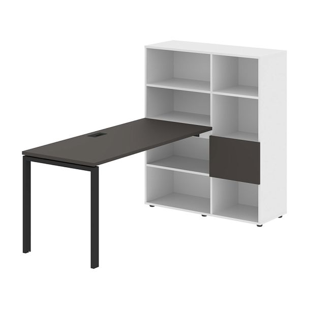 Стол-стеллаж EURST 1115 Мокко/Черный/Белый 1990х1120х1355 EDIS - Вид 1