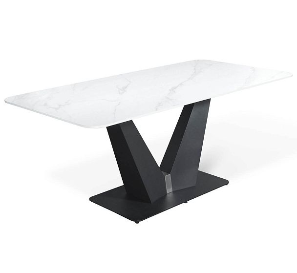 Обеденная группа Sheffilton SHT-DS300 белый мрамор/чёрный муар - Вид 5