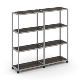 Shelf Mobile Стеллаж 4 уровня 2 секции VR.LT-STK-411.08 Дуб Мали/Металл Серый 1570*400*1523 - Фото предпросмотра