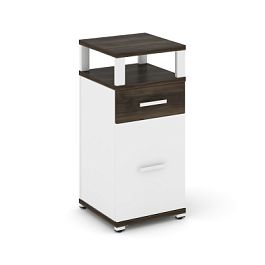 Concept Тумба опорная/приставная 1 ящ.+1 распаш. фасад с надставкой CN.TUO-006 W Дуб Мали/Белый Бриллиант/Металл Белый 420*420*917 - Фото предпросмотра