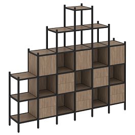 Loft Прямой стеллаж наборный VR.L-24 Дуб аризона/Чёрный металл 2526*446*2280 - Фото предпросмотра