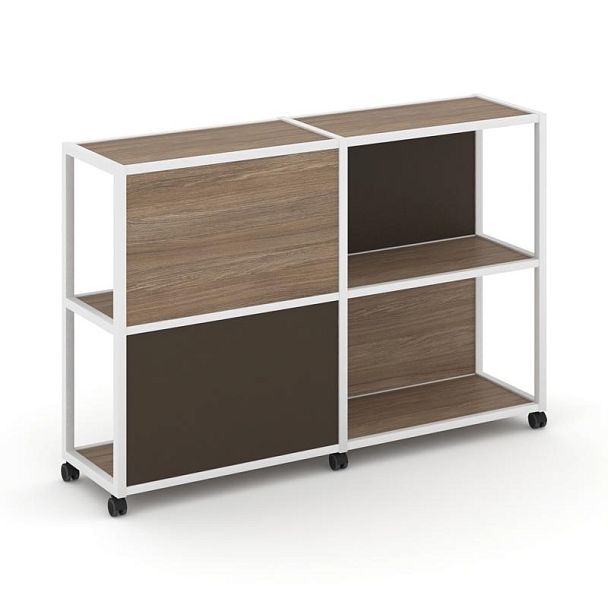 Shelf Mobile Стеллаж 3 уровня 2 секции VR.LT-STK-314.06 Дуб Аризона/Металл Белый/W-25 1170*400*1046 - Вид 1