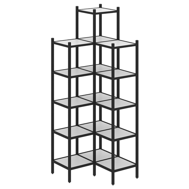 Loft Угловой внутренний стеллаж наборный VR.L-46 Белый бриллиант/Чёрный металл 862*862*2280 - Вид 1