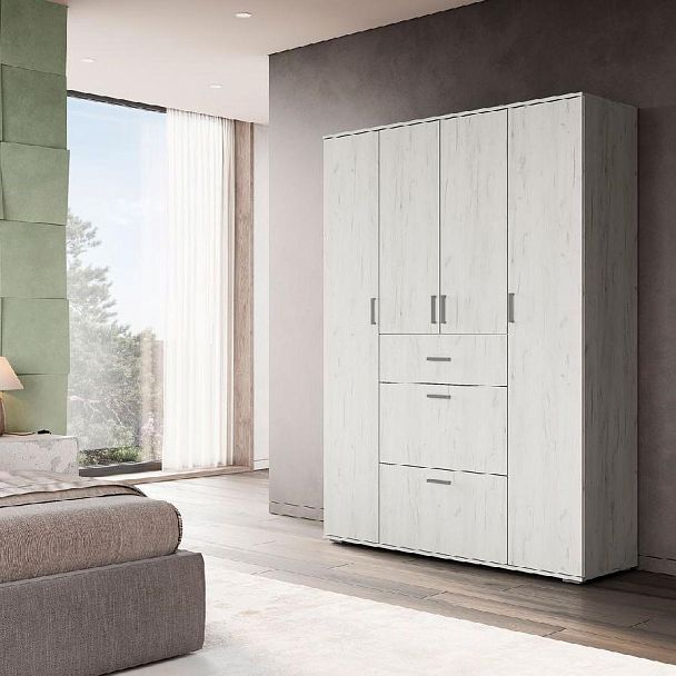 НЕЛЬСОН ШК 03 (СОЛО-3) Шкаф (1,600х2,200х0,500) дуб крафт белый/дуб крафт белый - Вид 3