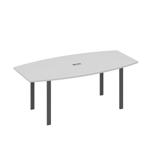 Стол 200x100 для переговоров фигурный на опорах UNO A4 А4 Б1 113 БП серый / металлокаркас антрацит - Вид 1