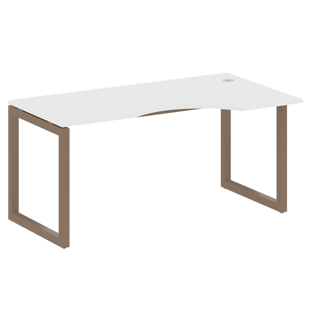 Metal System Quattro Стол криволинейный правый на О-образном м/к 50БО.СА-1 (R) Белый/Мокко металл 1600*900*750 - Вид 1