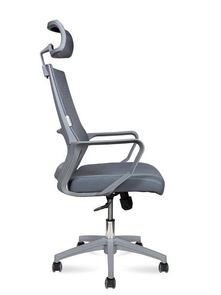 Кресло офисное / Max Grey / серый пластик / серая сетка / серая ткань - Вид 3