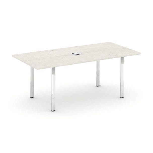 Style Project Direct Lux Стол переговорный M-SN-6P.SPRG-198 Дуб Наварра/Нержавеющая Сталь/Хром 1980*980*25 - Вид 1