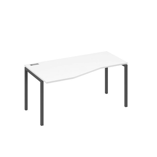 Стол эргономичный левый "Техно" на металлокаркасе DUE A4 А4 Б2 065 БП белый премиум / металлокаркас антрацит - Вид 1