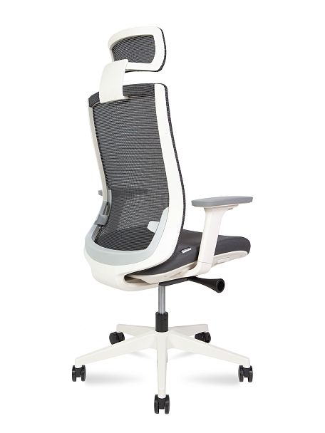 Кресло офисное Ruby / белый пластик / серая сетка / серая ткань - Вид 5