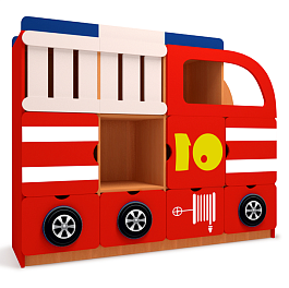 Стенка Пожарная машина, с наклейками - Фото предпросмотра