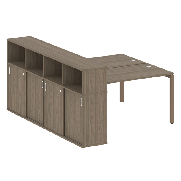Metal System Quattro Р. ст. с шкафом-купе на П-образном м/к 50БП.РС-СШК-4.3 Т Вяз/Мокко металл 1810*2332*1098 - Вид 1