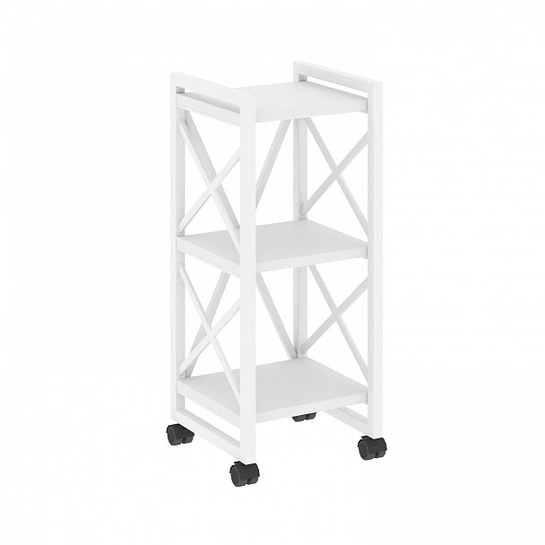 Стеллаж на колесах "Loft" VR.L-MST.K-3.4 белый бриллиант/белый - Вид 1