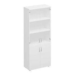 Шкаф для документов со стеклом Комфорт К.379 белый премиум - Фото предпросмотра