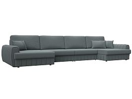 Диван П-образный Лига-057 НПБ Лонг Рогожка серый - Фото предпросмотра