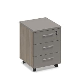 Тумба выкатная 3-ящичная с замком (топ ДСП) Time metal МР 204 МП/ВЛ вяз либерти (корпус, столешница, топ) / мокко премиум (фасад) - Фото предпросмотра