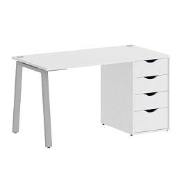 Home Office Стол письменный VR.SP-3-138.4.A Белый бриллиант/Серый металл 1380*720*750 - Фото предпросмотра