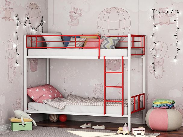 Кровать-чердак "Севилья-2.01 комбо" красный/белый - Вид 1