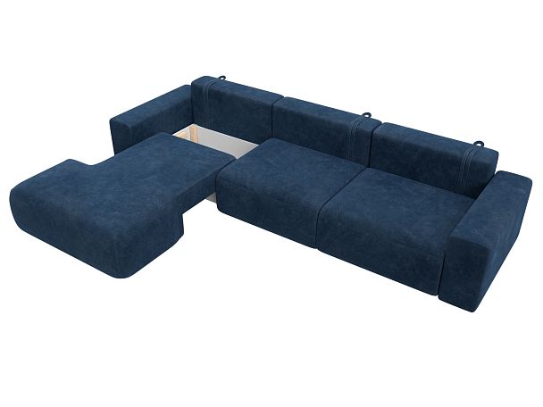 Диван угловой Лига-036 НПБ Классик Лонг левый угол Велюр синий - Вид 7
