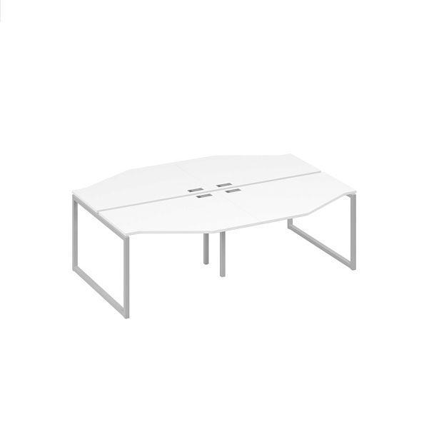 Cтанция QUATTRO столы Техно 4х120 эргономичные A4 А4 Б4 186-2 БП белый премиум / металлокаркас серый - Вид 1