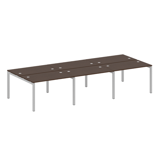 Metal System Quattro Р. ст. на 6 раб. места на П-образном м/к 50БП.СМ-6.2 Венге/Серый металл 3600*1475*750 - Вид 1