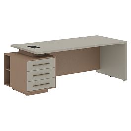 Стол руководителя с тумбой VCT 2290(L) Аметист/Бронза браш/Кобра 2200х900х750 VELION - Фото предпросмотра