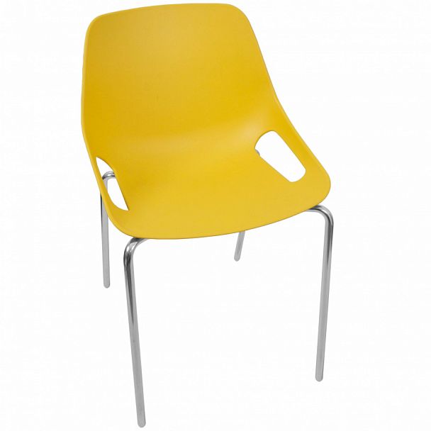 Стул Q5 (4 ножки) каркас хром, желтый, стопируемый - Вид 1