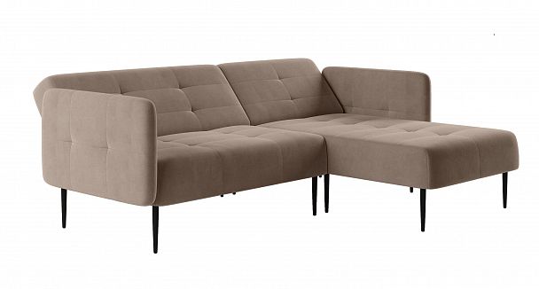 Monaco диван-кровать с шезлонгом, с подлокотниками, бархат пепельно-бежевый 25 - Вид 3