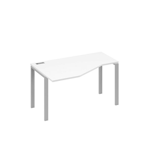 Стол 140х90 эргономичный левый Техно каркас UNO A4 А4 Б1 053 БП белый премиум / металлокаркас серый - Вид 1