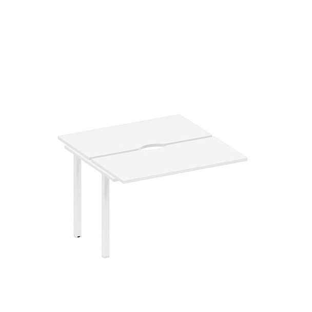 Секция стола рабочей станции на металлокаркасе, столешницы с вырезом Space+ А1 БГ 170.2-1 БП белый премиум / белый гладкий - Вид 1