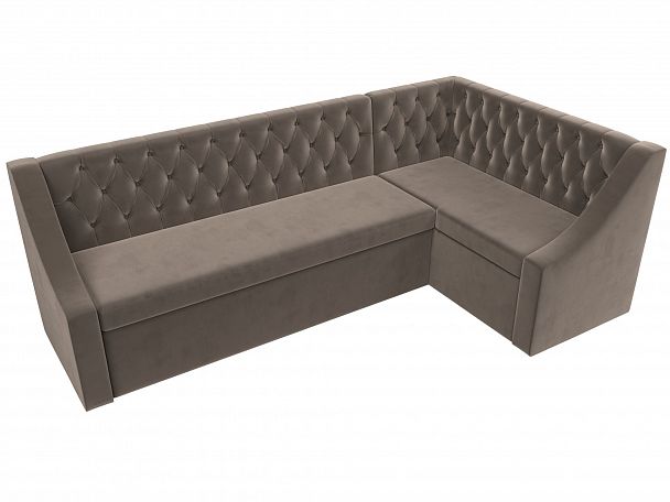 Кухонный угловой диван Мерлин правый (полностью велюр коричневый) - Вид 5