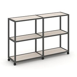 Shelf Mobile Стеллаж 3 уровня 2 секции VR.LT-STK-311.06 Денвер Светлый/Металл Антрацит 1170*400*1046 - Фото предпросмотра