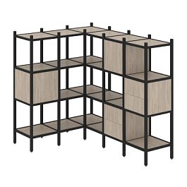 Loft Угловой внутренний стеллаж наборный VR.L-30 Дуб аттик/Чёрный металл 1278*1278*1458 - Фото предпросмотра